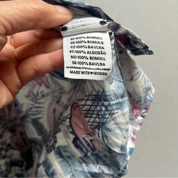 Fearless Illustration Monkey tropical printed button down shirt Sz M - Picture 7 of 10